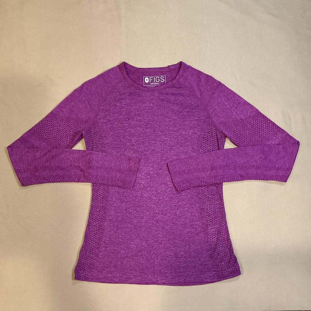 FIGS Seamless Long Sleeve Underscrub Top Purple Heather W21KW1001 Womens Small